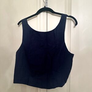 LOFT Navy Square-Neck Crop Tank